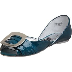 Naughty Monkey Take My Picture Teal Peep Toe Flats